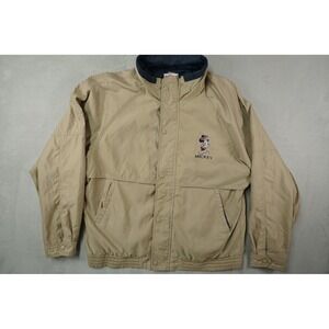 Vintage 90s Disney Jacket Men Large Khaki Bomber Mickey Mouse Windbreaker
